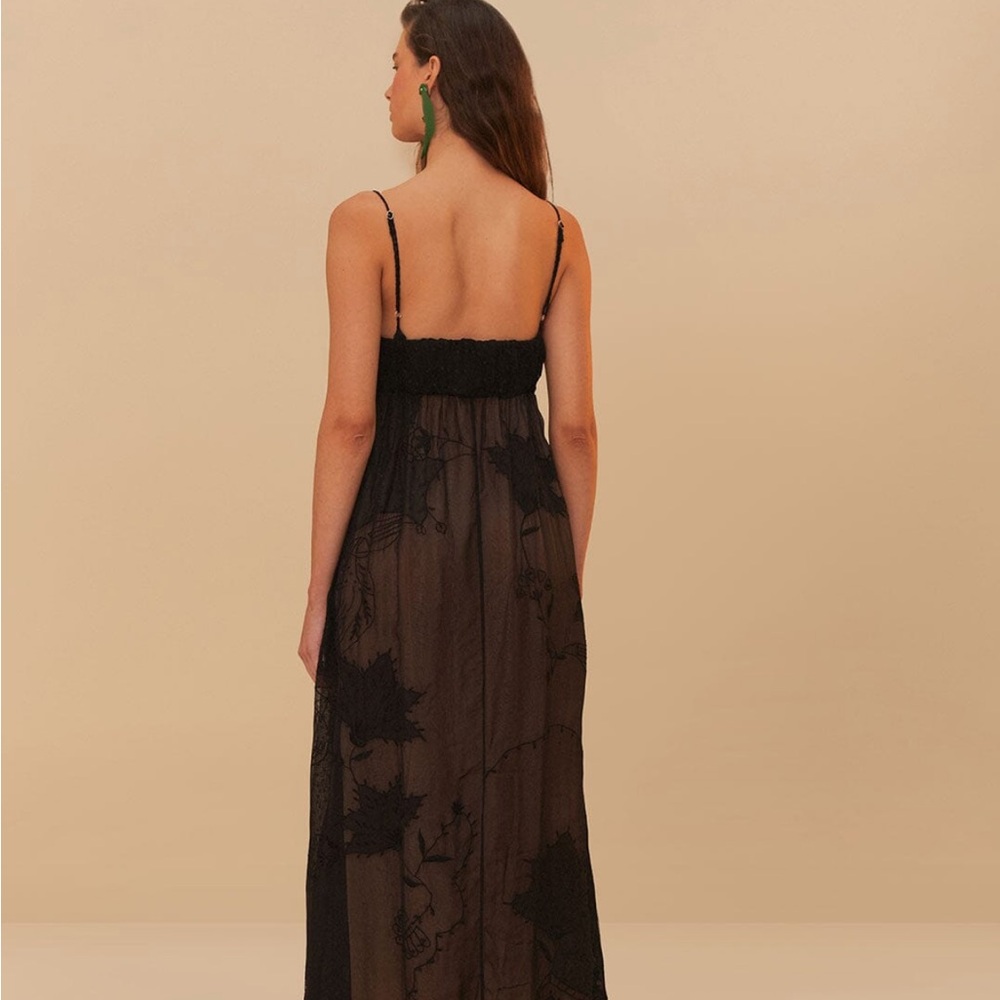 FARM Rio Black Sheer Maxi Dress with Spaghetti Straps - Picture 3 of 5
